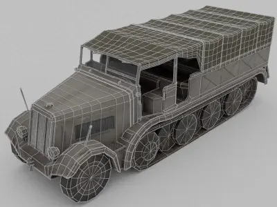 Sd Kfz 9 Famo Heavy Halftrack Low-poly 3D model