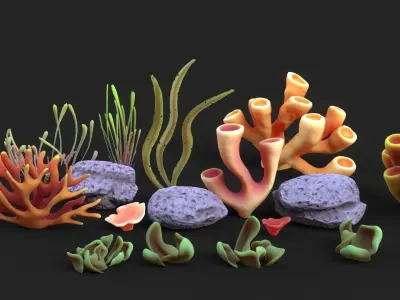  Coral Reef Low-poly 3D model