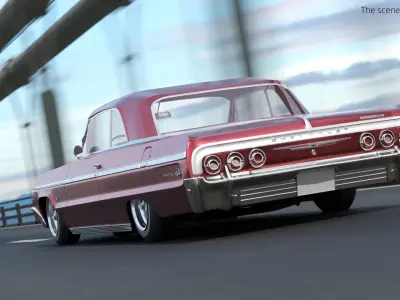 Chevrolet Impala Lowrider 1964 with Dropped Stance Pearl Red 3D model