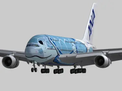 Airbus A380 ANA FLYING HONU design Low-poly 3D model