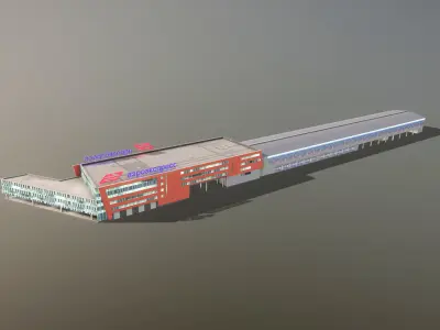 Airport Railroad Station UUEE Aeroexpress Low-poly 3D model
