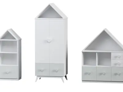 Furniture set toy house with drawers 3D model