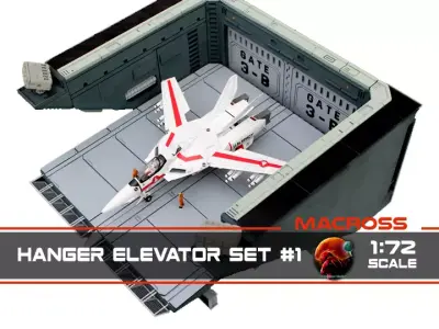 Set1 - Macross SDF-1 Prometheus Hangar elevator 1-72 scale 3D print model