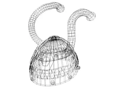 Ancient Combat Helmet - Celtic Horn 3D model