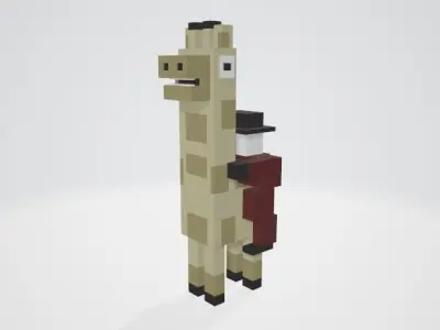 Cross a Road type game Giraffe and Rider Low-poly 3D model