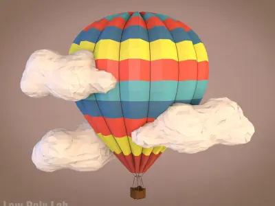 Cartoon Balloon Low-poly 3D model