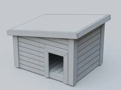 Wooden Kennel Dog House - SubD  Low-poly 3D model