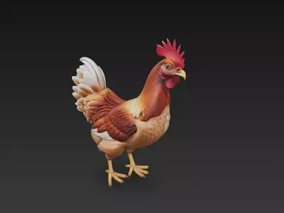 Brown Chicken Realistic 3D Model Basic - Low Poly Realistic Low-poly 3D model
