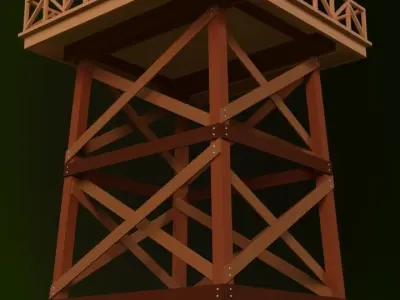 Cartoon Water Tower 3D model