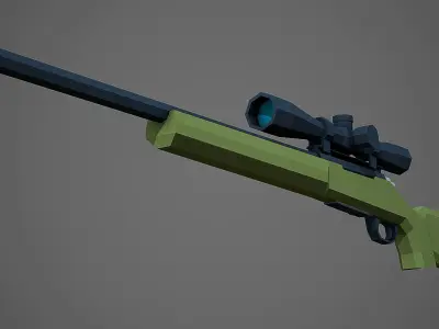 Stylized M24 Sniper Rifle Low Poly Mobile Ready Low-poly 3D model
