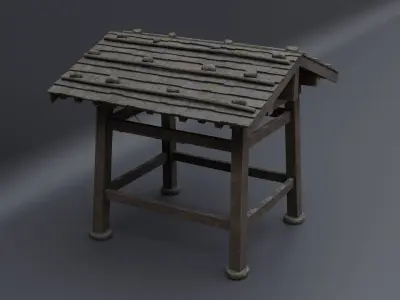 Japanese Bell Tower Structure Low-poly 3D model