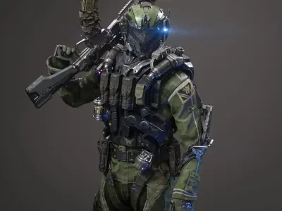 SCIFI - ASSAULT SOLDIER Low-poly 3D model