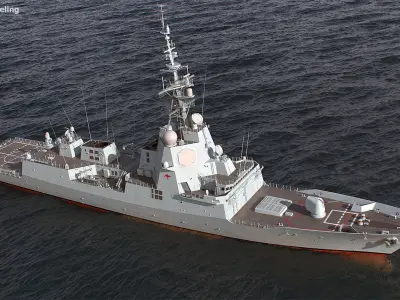 Military Ship air warfare destroyer HMAS Hobart  3D model