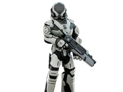 CYBORG SOLDIER RX-5 Rigged for Unreal Engine - Unity - MIXAMO 3D model