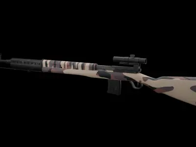 SVT- 40 Sniper Rifle Low-poly 3D model