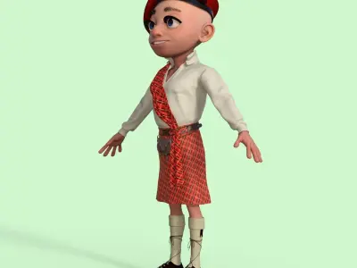 Cartoon Scottish Man Rigged 3D model