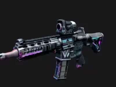 Sci-Fi Tactical Assault Rifle - Cyberpunk Iridescent Skin Low-poly 3D model