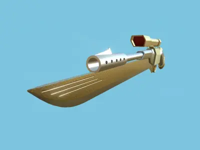 Sniper Gunblade 05 Luxury Golden - Character SciFi Design Low-poly 3D model