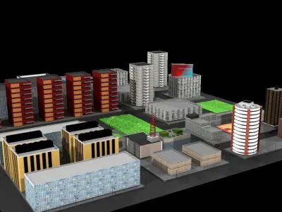 Simple Low poly City 3D Model Free low-poly 3D model