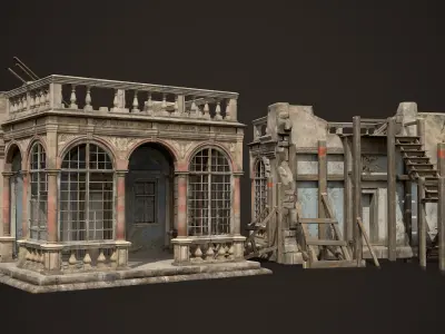 Renaissance Castle Ruined Low-poly 3D model