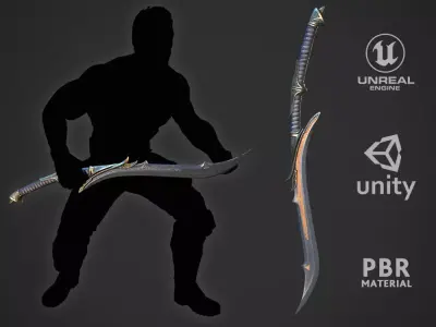 Elven Sword 2 Low-poly 3D model