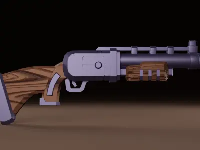 Stylized shotgun 3D model for game 3D model