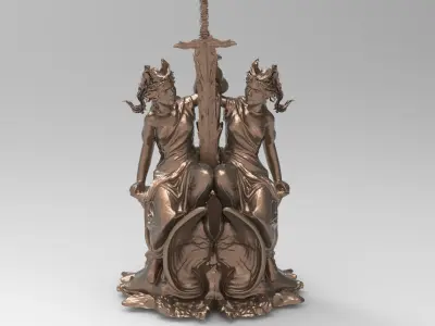 Lady of the lake book statue 2 3D model