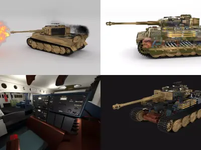 Fully built Panzer Tiger Tank Late 1944 v2 Firing 3D model