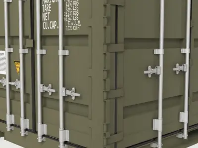 20 ft Military Containers Green Colour 3D model