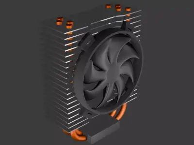 Tower Air Cooler for CPU with 90mm Low-poly 3D model
