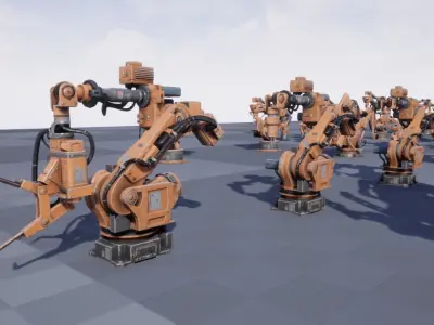 Industrial Robot Pack Low-poly 3D model