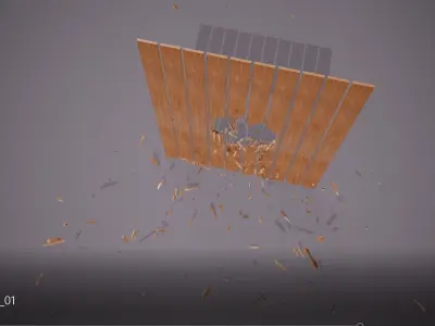 WoodCrackCollision01 piece of wood being thrown into air Low-poly 3D model