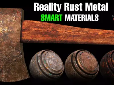 Reality Rust Metal Smart Material - Axe Model - Pbr 8k Texture Low-poly 3D model