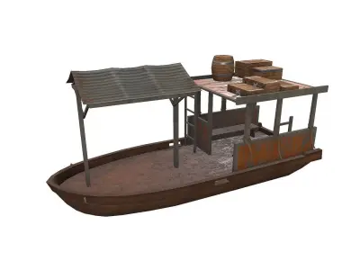 Old Wooden Boat Low-poly Low-poly 3D model