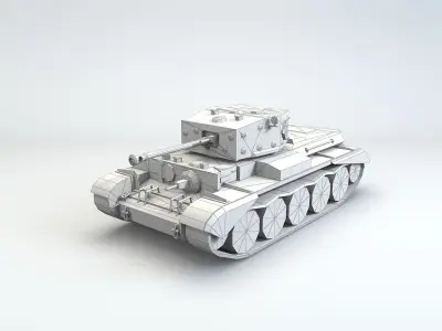 Low Poly Cromwell medium tank Low-poly 3D model