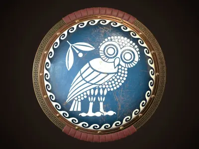 Hoplite Shield Athens  Low-poly 3D model