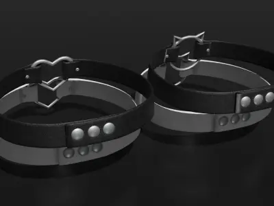 Chokers cat and heart Low-poly 3D model