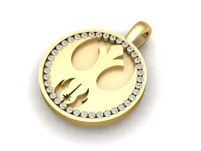 The Rebel Order  White Gold Medallion with Blue Sapphire Halo 3D print model