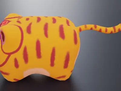 Chinese-style fabric tiger toy Blender Roblox game pet Low-poly 3D model