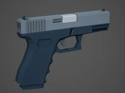 Stylized Glock 19 Low Poly Mobile Ready Low-poly 3D model