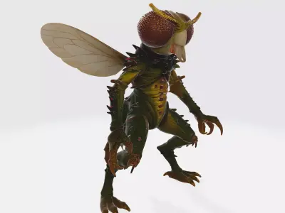 Mutant Fly Monster Figurine Insectoid Creature 3D print model