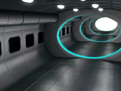 Sci Fi Corridor Interior 3D model 7