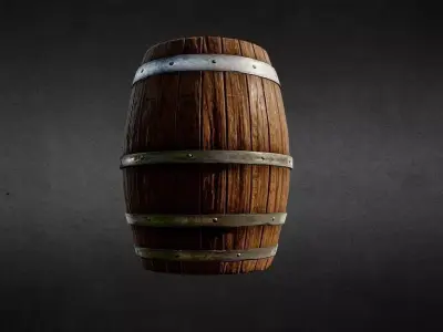 Low Poly Wooden Barrel for game Low-poly 3D model