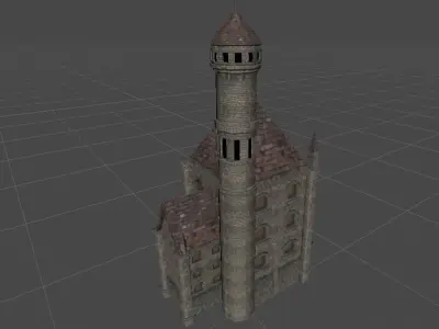 Castle set with towers on top Low-poly 3D model
