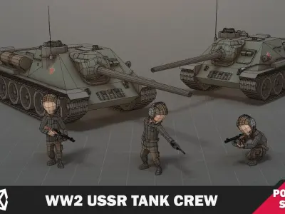 WW2 USSR Tank Crew Low-poly 3D model