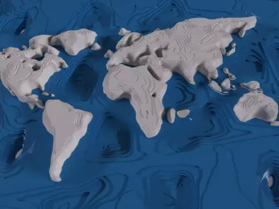 Topological World Map 3D model