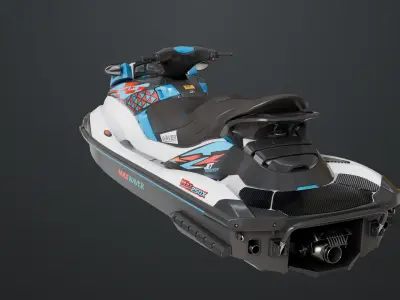 Jet Ski 01 White Generic All PBR Unity UE Textures 3D model