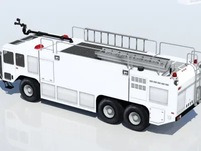 Oshkhosh ARFF T3000 Firetruck 6x6 Low Poly Emergency Blank Low-poly 3D model