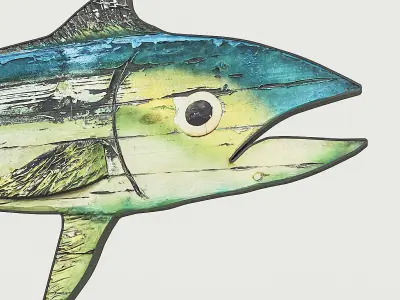 Fish Restaurant Sign 02 Low-poly 3D model