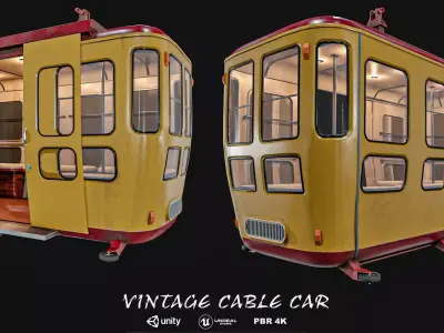 Vintage Cable Car Low-poly 3D model